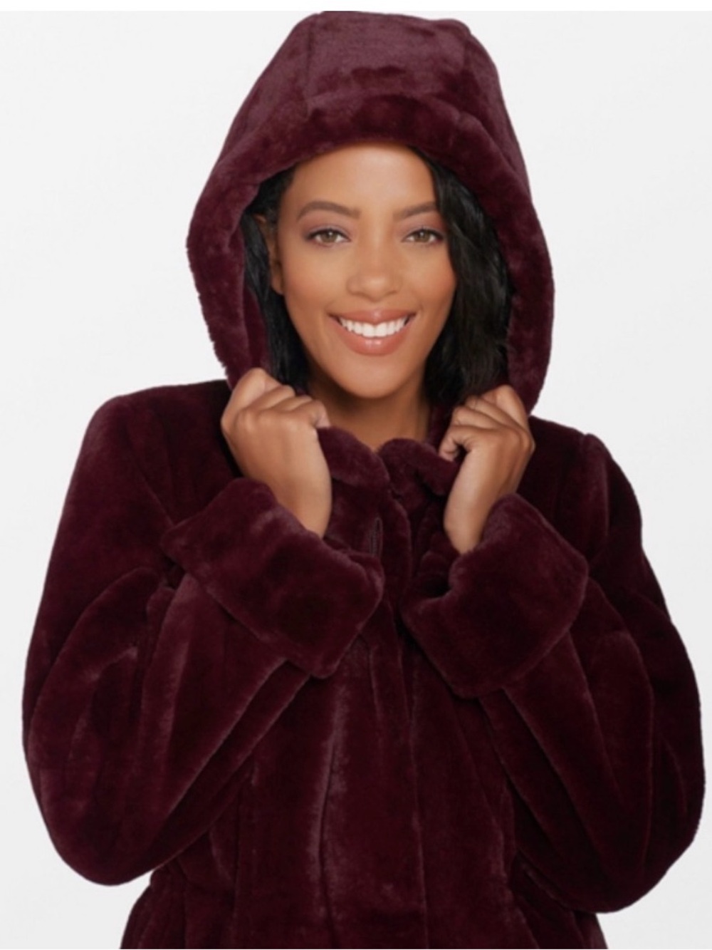 dennis basso Velvet and Satin Coat in Deep Burgundy and Black